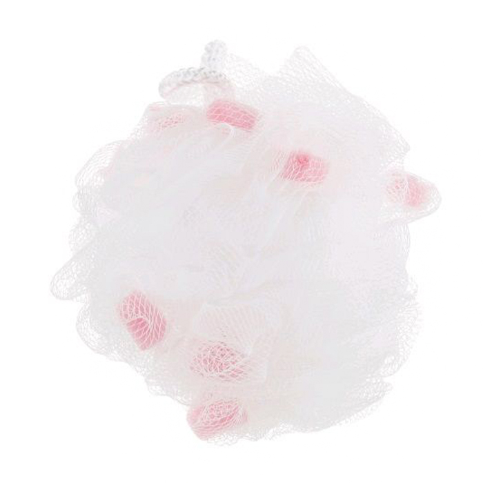 Мочалка Balmy Naturel Bath Pouf Large синтетична, велика, біло-рожева (02519-0-01)